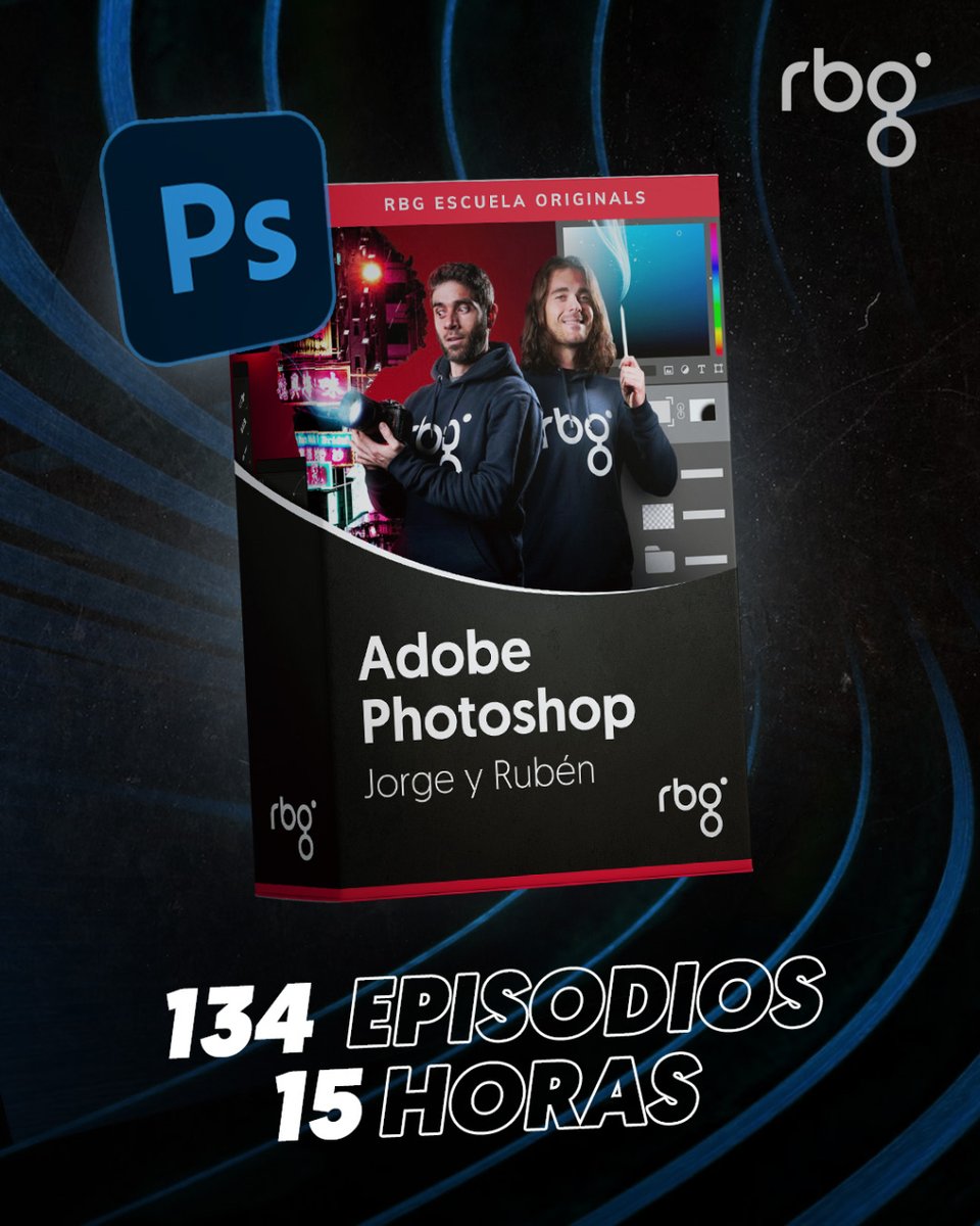 rbgescuela's tweet photo. ¡Nuevo MEGACURSO de PHOTOSHOP! 🔥 https://t.co/qX3PoZbQVS

15h, 134 episodios, materiales descargables, 15 test, atajos en pdf, casos prácticos y formación siempre actualizada sobre IA.

⏳ Y por el lanzamiento, SÚPER OFERTA en los Másters RBG https://t.co/pEntRH5tyP https://t.co/PArM20Gz1O