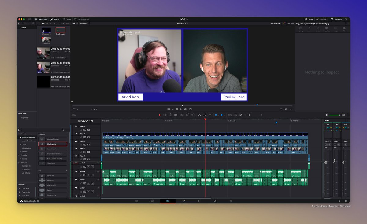 Before the edit & after the edit. Reflected both in the timeline and our faces :D

Next week, @p_millerd will be on The Bootstrapped Founder. And we'll dive into the pathless path.