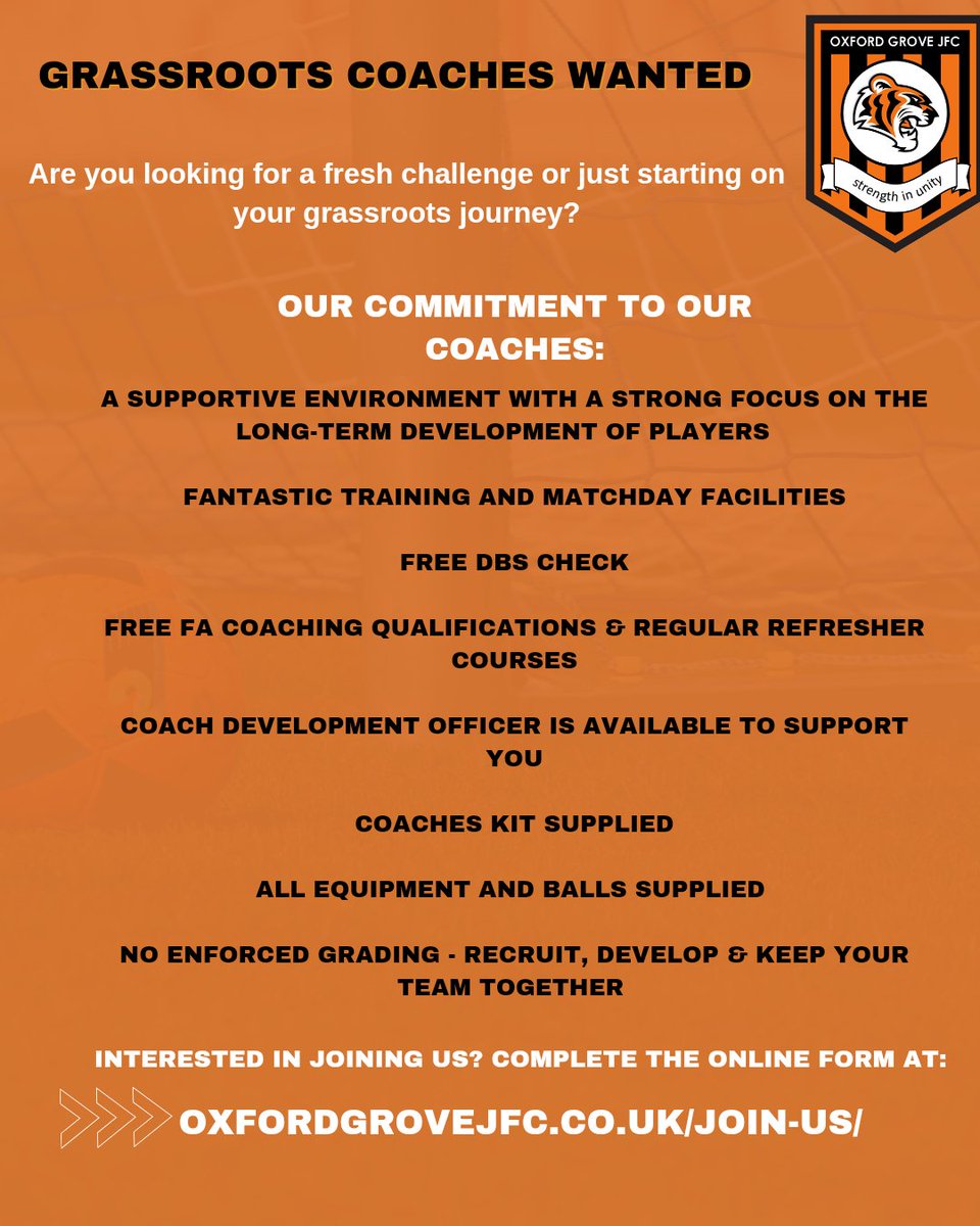 📢 PLAYER &amp; COACHES RECRUITMENT 📢
We are recruiting players for various age groups, if you or your child are interested, we'd love to hear from you!

oxfordgrovejfc.co.uk/join-us/

#weareoxfordgrovejfc #grassrootsfootball #football <a href="/OfficialBBDFL/">Bolton, Bury & District Football League</a>  <a href="/TheBoltonNews/">The Bolton News</a> <a href="/LancashireFA/">Lancashire FA</a>