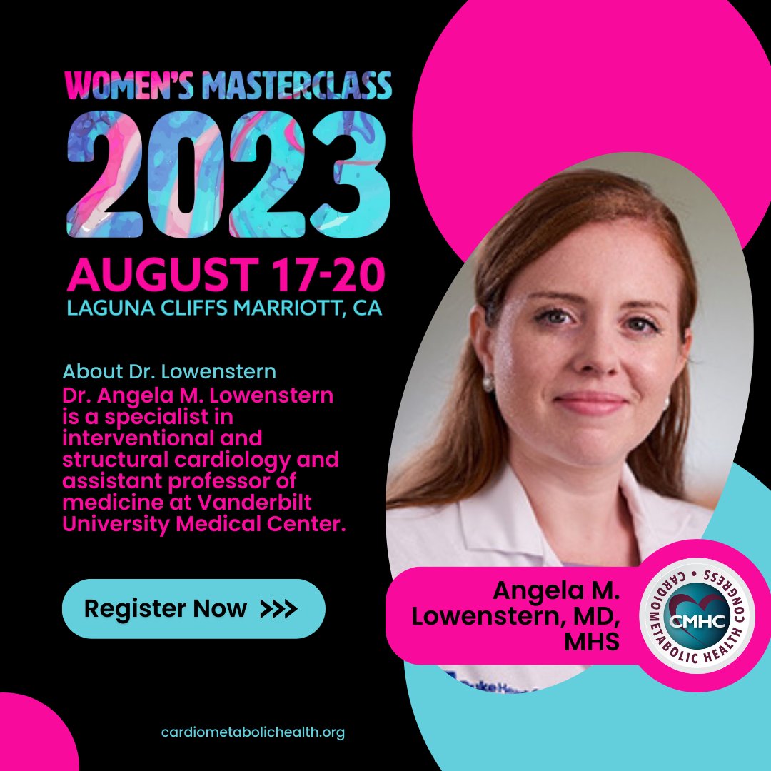 ⭐Meet @A_Lowenstern!

Dr. Lowenstern will explore the significant differences in risk factors, preventive strategies, and interventions for cardiometabolic diseases in women at the #CMHCWomensMC!
🔗View the agenda and register today: cmhc.info/440Ugup
#WomensHealth