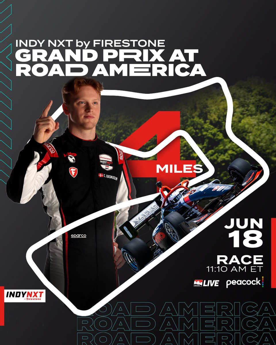 14 turns. 4 miles. 1 race @roadAmerica. Let’s go. #INDYNXT // #RoadAmericaGP