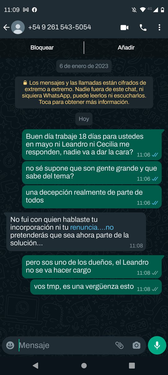 AYUDEN A QUE SE HAGA VIRAL LA SITUACION EN LA QUE SE TRABAJA EN BROD (PANADERIA Y CAFE) 
Los otros son los chats con los dueños que no se quieren hacer cargo de pagar 18 días de trabajo