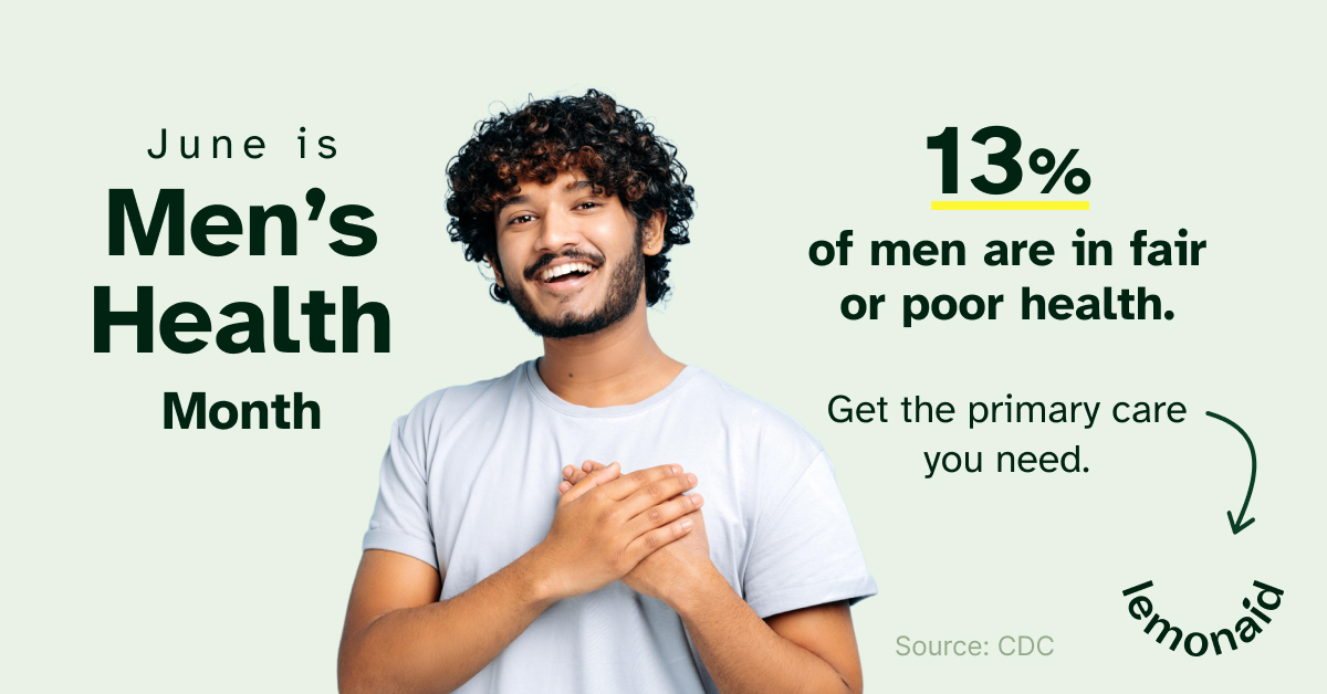 This #MensHealthMonth, we celebrate the courage it takes to ask for help and take charge of one’s health. We encourage all men to prioritize their health by getting regular checkups, staying active, and taking preventative measure to care for their health. lemonaidhealth.com/services/prima…