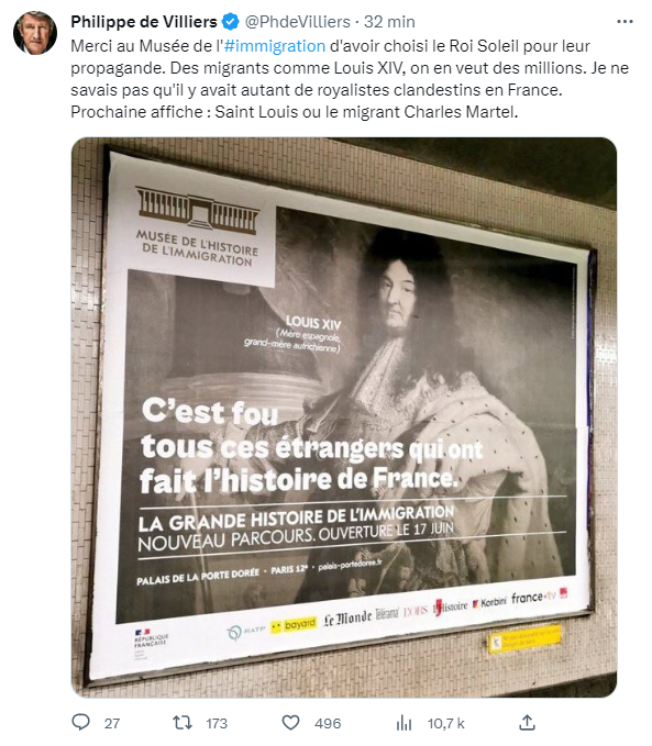 La mère de Louis IX est une princesse castillane...
Ses grands-mères : une princesse anglaise, une noble flamande.

Au-delà du ridicule de Villiers, bel exemple d'utilisation de l'histoire à des fins politiques, avec de l'anachronisme des deux côtés ("étranger" / "clandestins").