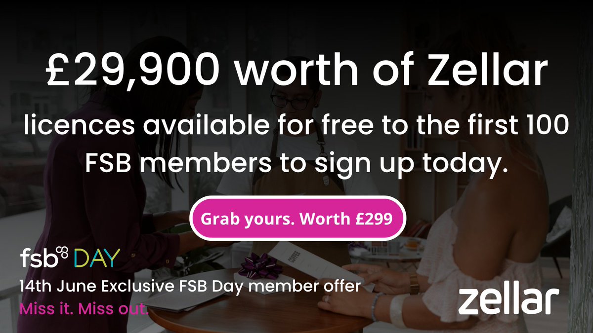 🎉To celebrate #FSBday we’re giving away 100 free one-year #Zellar licences worth £299 each to the first 100 #FSBmembers. 🚀It's first come first serve, and available today only. Login with your #FSBmember account details now to claim. bit.ly/43CBnhD @FSB_Voice #fsbday