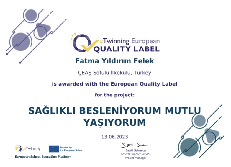 Kurucu ortaklığını yaptığım ve harika bir ekiple yürüttüğümüz projemiz, Avrupa Kalite Etiketi kazandı. #eTwinning #etwinning <a href="/eTwinningDestek/">eTwinning Projects Dissemination</a> <a href="/eTwinningAdana/">eTwinningAdana01</a>