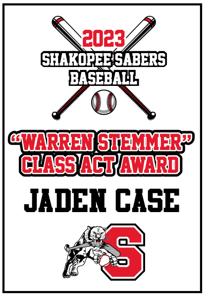 tschlepe's tweet photo. Congratulations to Jaden Case for being voted our team's "Warren Stemmer Class Act" award-winner. This career award is about consistently demonstrating respect for the game, teammates, opponents, and all related to our baseball program. It comes with a $1K college scholarship. https://t.co/Fa41SEXIzZ