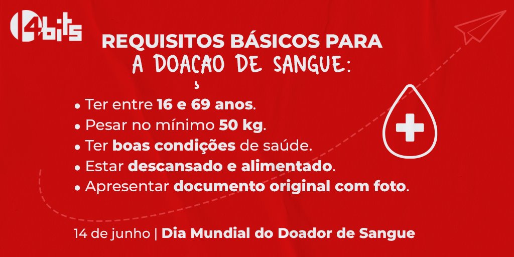 14bits's tweet photo. Neste ano, a agência 14bits aderiu à campanha Junho Vermelho, incentivando nossos colaboradores a doarem e registrarem o momento para inspirar outras pessoas.

Confira todas as restrições e condições: https://t.co/Bs6M7cmbaM  ❤️ https://t.co/2mu3hv2YFw