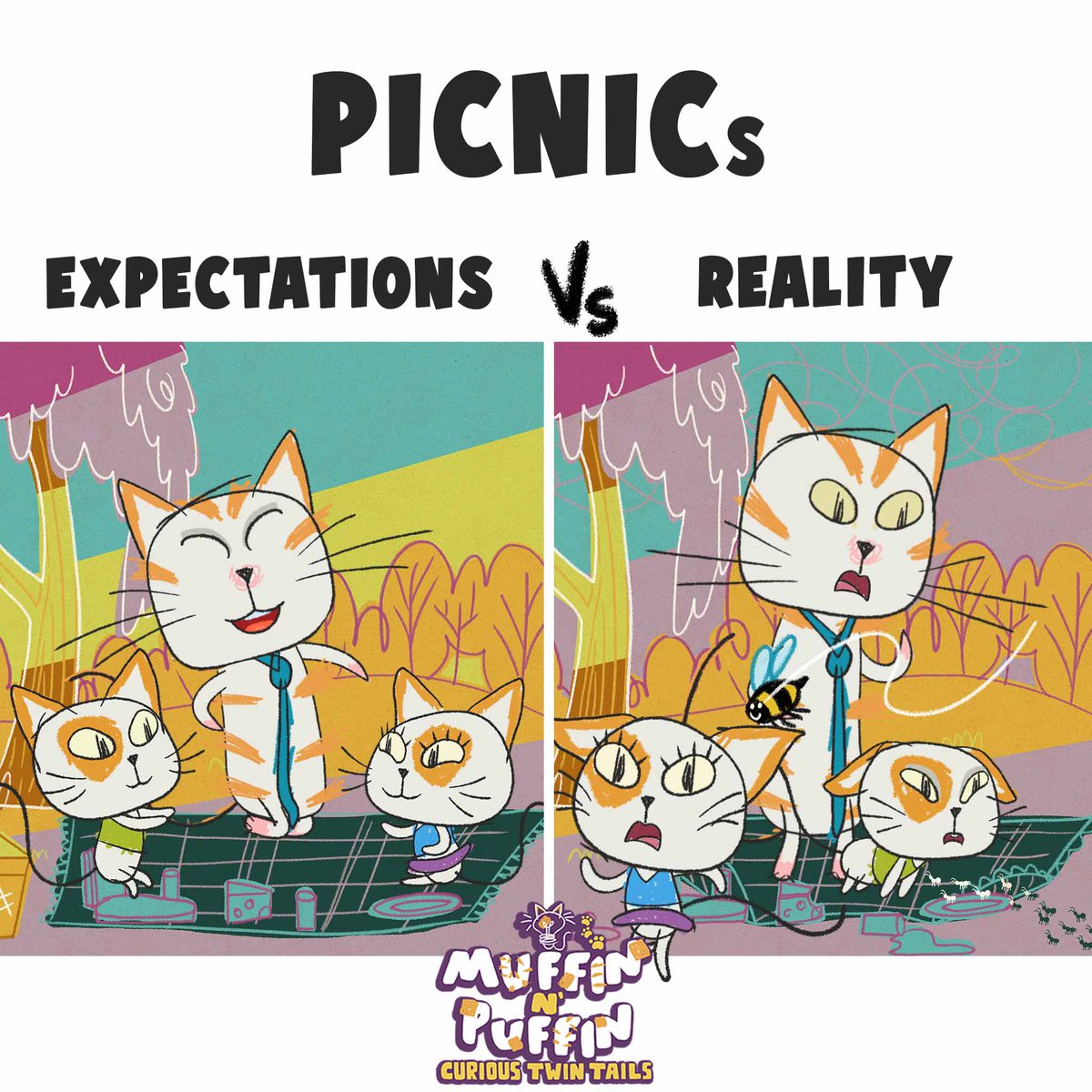 Happy #InternationalPicnicDay! 😸

#muffinNpuffin #curioustwintails #expectationvsreality #picnicday #picnic