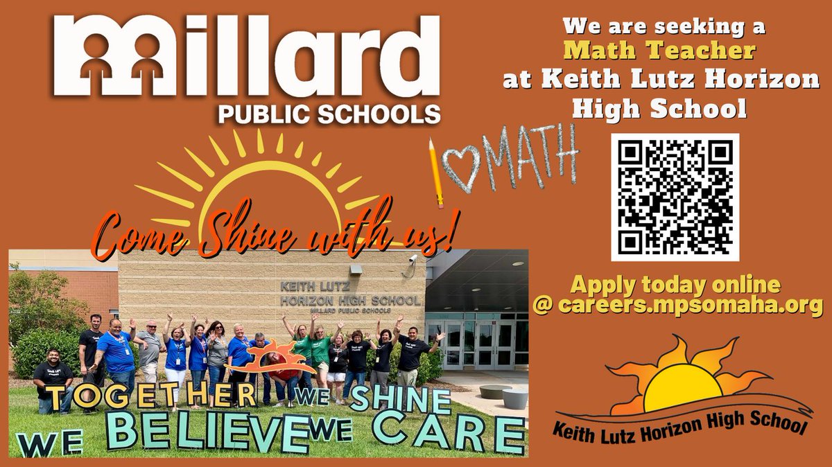 If you enjoy sharing your love of math and building positive relationships with students and staff, we have an opening for a Math Teacher at Horizon High School. Apply online today! #SHINEwithMPS #Proud2bMPS #mathteachers #greatplacetowork @HorizonMillard