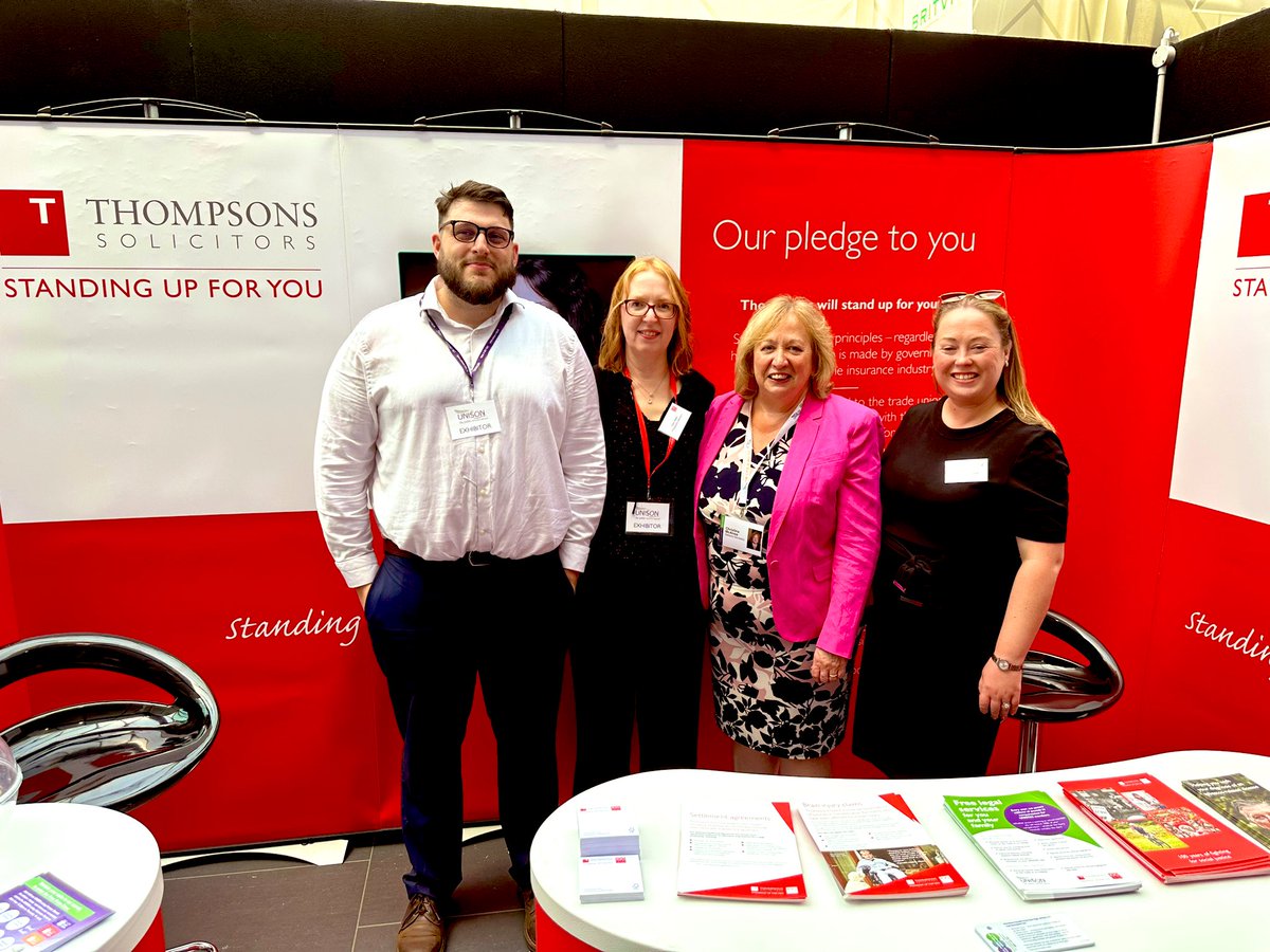 ThompsonsLaw's tweet photo. Delighted to have @cmcanea visiting the Thompsons stand this morning at the Unison conference - no shortage of sunshine in Liverpool #undc23 https://t.co/WwxIGMKRmh