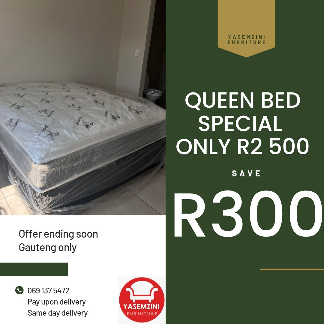 Check out our Specials on Queen Bed Sets and Double Bed Sets. We deliver around Gauteng.

COD
069 137 5472

Soweto Drip Cassper Ramaphosa Mangethe Mcebisi Jonas Durban Cape Town Spurs DSTV Sjava GET ACTIVE WITH KHOSI TWALA Pitso Zondo Bafana Bafana SARB #ShakaiLembeMzansi https://t.co/Oq6Esx7O00