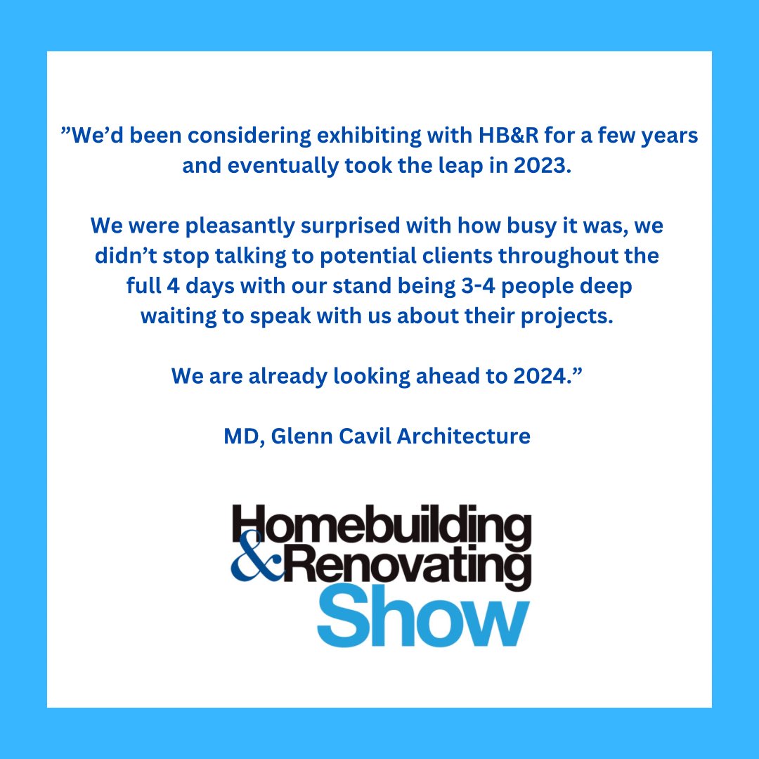 “Events don’t work” - fantastic reviews from our newest exhibitors prove otherwise 🤗 

#HBRShow23 #Build #renovation #testimonial #review #eventprofs #facetoface #connectingpeople