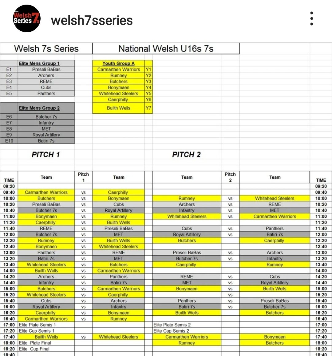 U16s squad & fixtures for the second leg of @HeartofWales7s @CarmQuinsRFC @CarmAthletic @stclearsrfc_XV