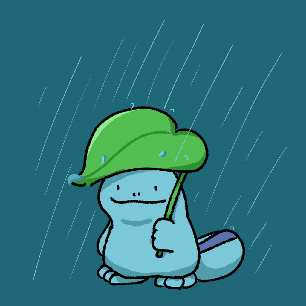 pokemon (creature) no humans solo holding leaf holding rain closed mouth  illustration images