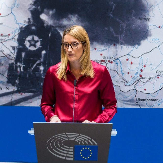 EP_President's tweet photo. We must remember the lessons of history and ensure they are never repeated.

Today @Europarl_EN honours the victims of the mass deportations to the Soviet Union starting in Baltic States 82 years ago.

#RememberTheirNames https://t.co/rmFxcRjntd