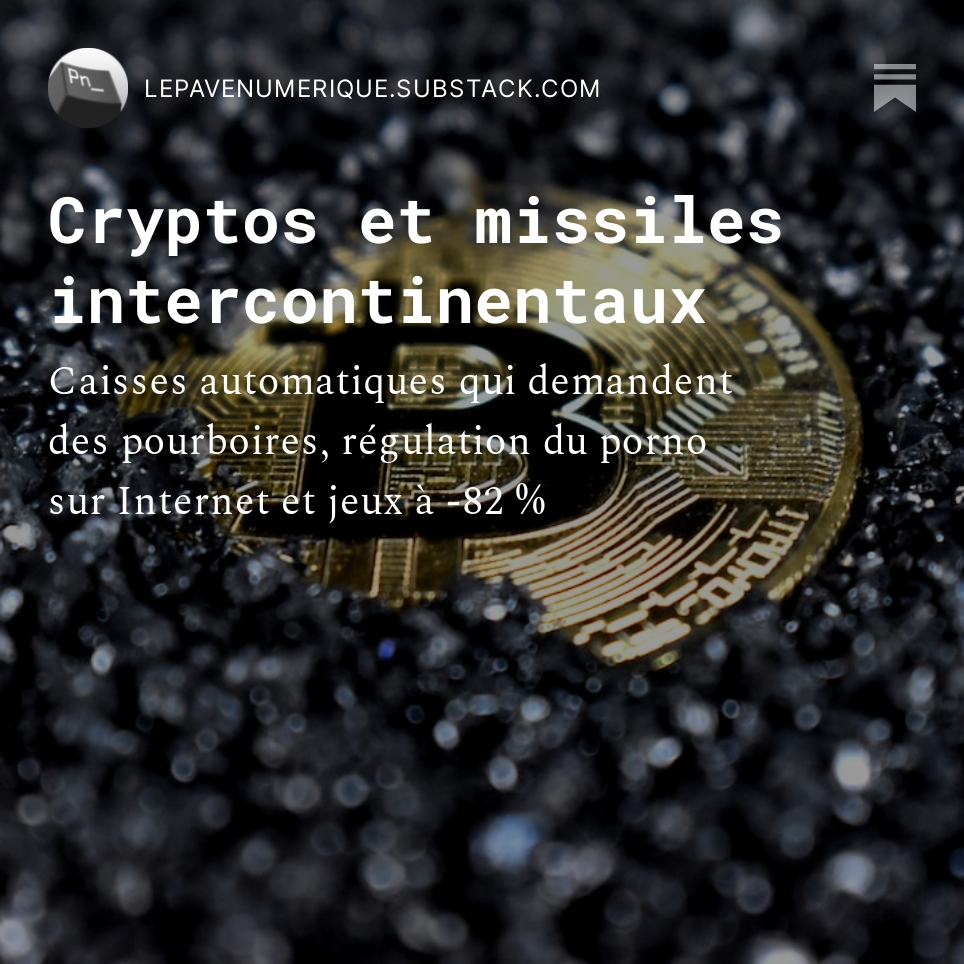Edition #02 : Cryptos et missiles intercontinentaux

Avec :
➫ Bit Brother : Un Internet entre adultes consentants, plus facile à dire qu'à faire
➫ Billevesées du Web : Weverse, le meilleur des mondes (de la K-pop)
➫ À quoi jouer ce week-end ?

[Lien en image et en bio]