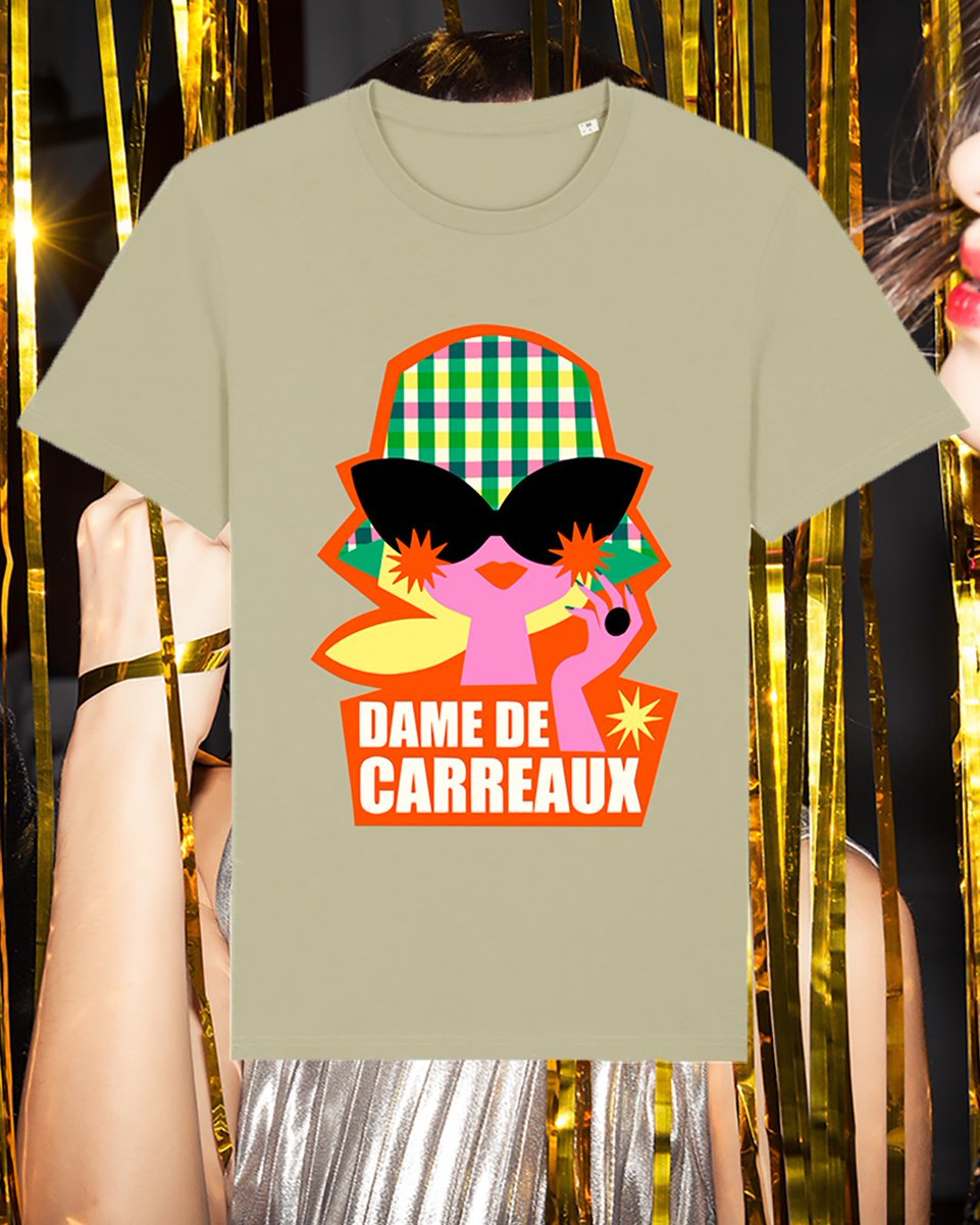 Dame de carreaux la blonde, au choix sur t-shirt noir ou sauge sur lesvichyssoises.com

Et toujours fair, organique et certifié #slowfasion #fair #organic #GOTS #print #illsutration #Collab #new