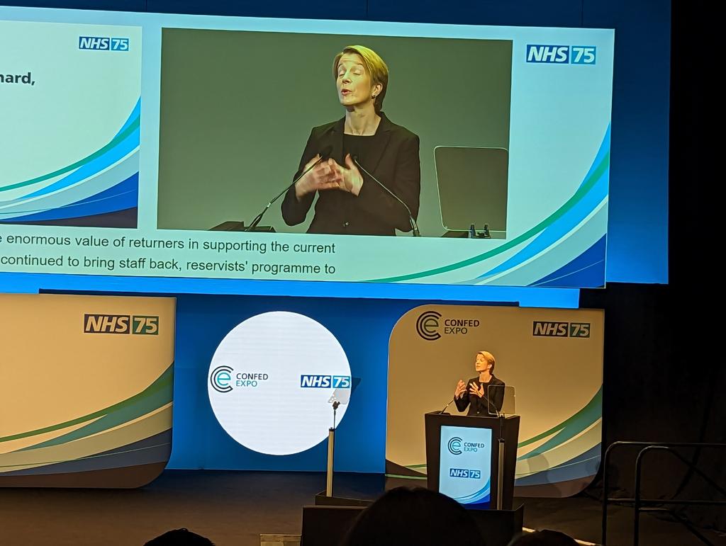 Delighted to listen to @AmandaPritchard  giving keynote @ConfedExpo . Even more thrilled to hear a number of times the importance of working with patients to design h&c moving forward. Reference to #NHSAssembly engagement for NHS@75 and report due soon