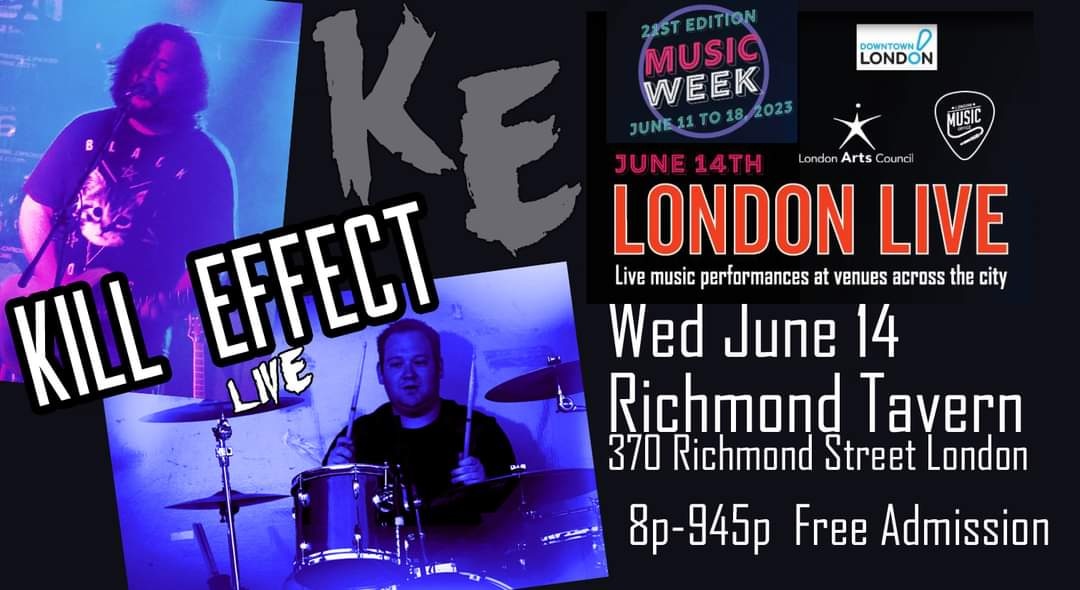 Kill_Effect's tweet image. TONIGHT! 8p-945p K.E will be at the Richmond Tavern in #LondonOntario for a FREE EVENT as part of the Forest City London Music Awards London Live Music Week.

#HardRock #Grunge #LiveMusic #LdnOnt #LiveBand #LondonOn #Band #Canadian #CanadianRock #Events #LiveEvents #LdnOntEvents