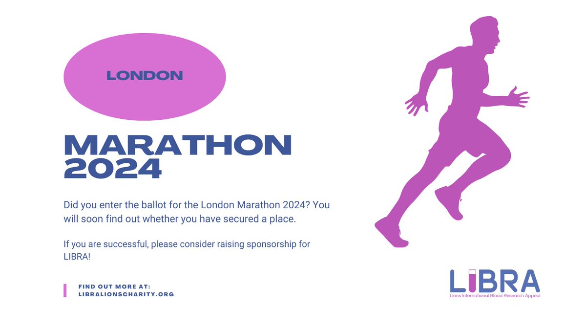 LIBRACharity's tweet photo. If you entered the ballot for the London Marathon 2024, good luck! Your should receive the results by the end of June! If you are lucky enough to secure a place, we would be so grateful if you would raise sponsorship for LIBRA! #londonmarathon #londonmarathon2024 #charitymarathon https://t.co/9202ws2w6j