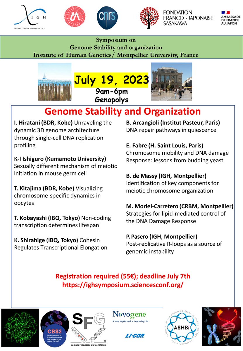 IGH_MTP's tweet photo. 🗓️ July 19th 2023-Symposium on Genome stability and Organization- @genopolys 
9am-6pm

📢Registration required (55€) Deadline: July 7th
https://t.co/COXWS85vN7

@ed_cbs2 @SFGenetique @Ashbi_KyotoU @IGH_MTP @CNRS_OccitaniE @umontpellier @NovogeneAmerica @LICORBio https://t.co/dNv4Hx9YrJ