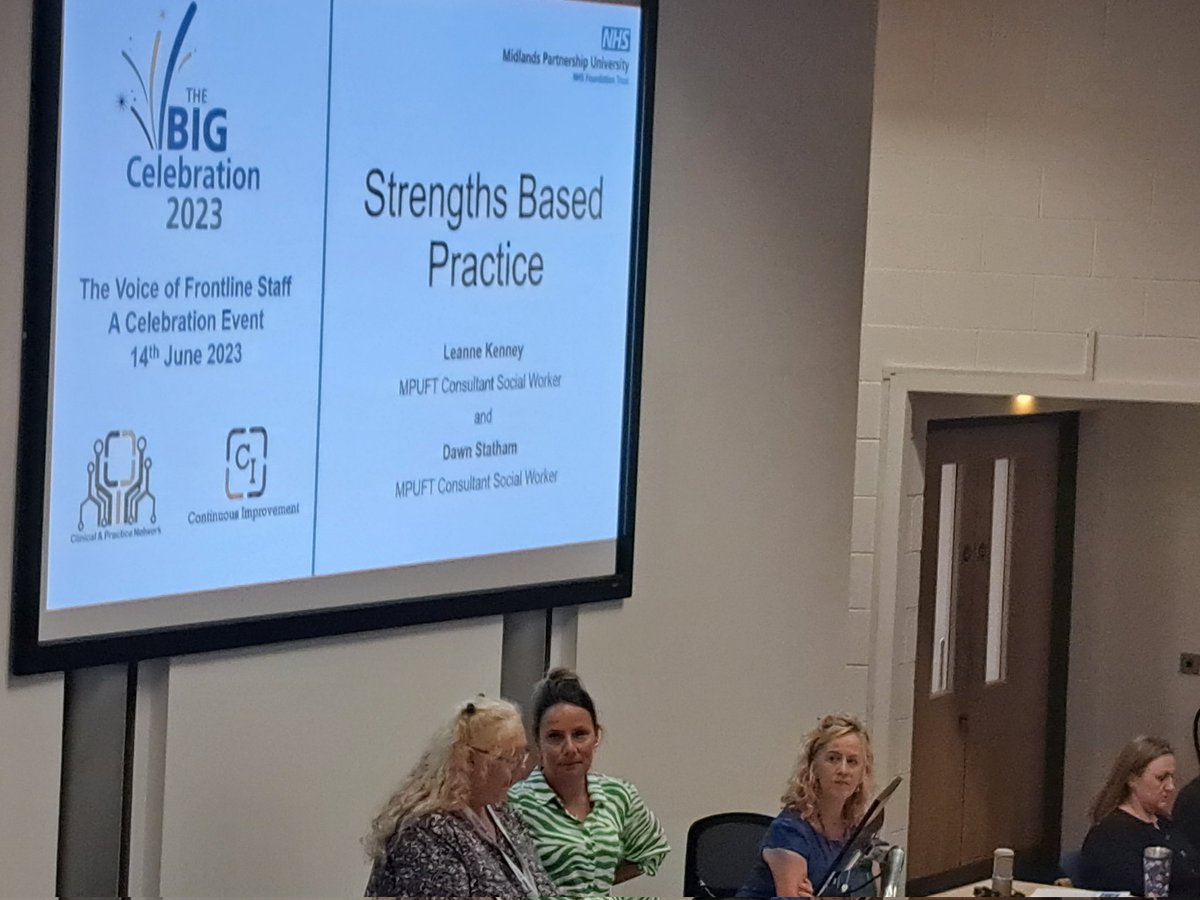 mpftnhs's tweet photo. With a focus on Strengths Based Practice in Social Care, Dawn Statham and Leanne Kenney talk about the successes of the approach, and how it has been used to empower our patients #SocialCare #CPNEvent #MPFTCelebrates https://t.co/Mzg85Y8n7S