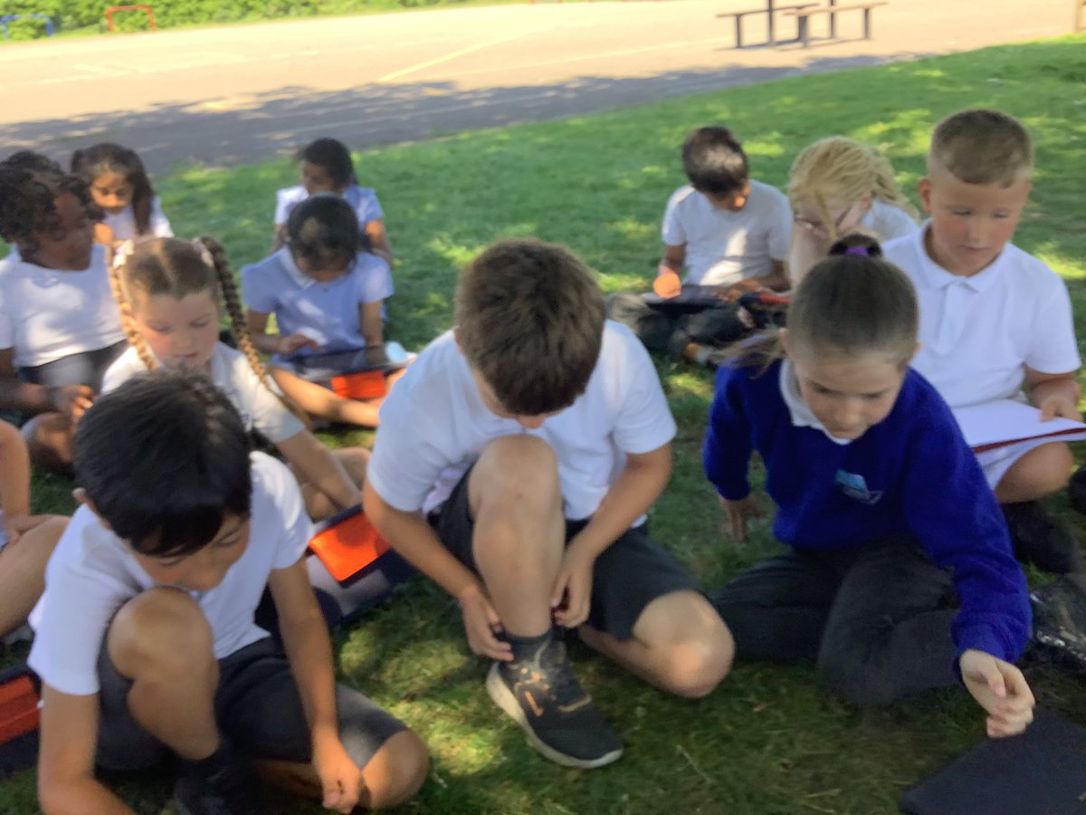OABroadoak's tweet photo. #3LB are doing their reading lesson under the shade of the trees outside. We are making predictions about Ada Twist, Scientist. We’re really looking forward to seeing if our predictions are true! https://t.co/ca4VK3GEte