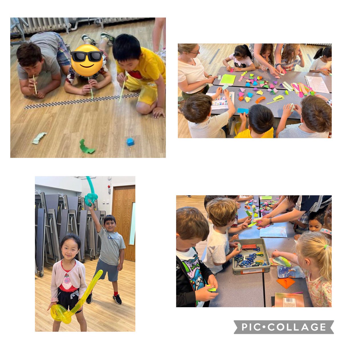 StJosephsERC's tweet photo. What a lot of fun P2b had at the Parent Council Workshop - blowing ‘caterpillars’ in races, making ‘frogs’ jump into hoops and having fun with ballon animals and swords!!! Thank you ladies for helping us 👏 https://t.co/7Fp9t00u7H