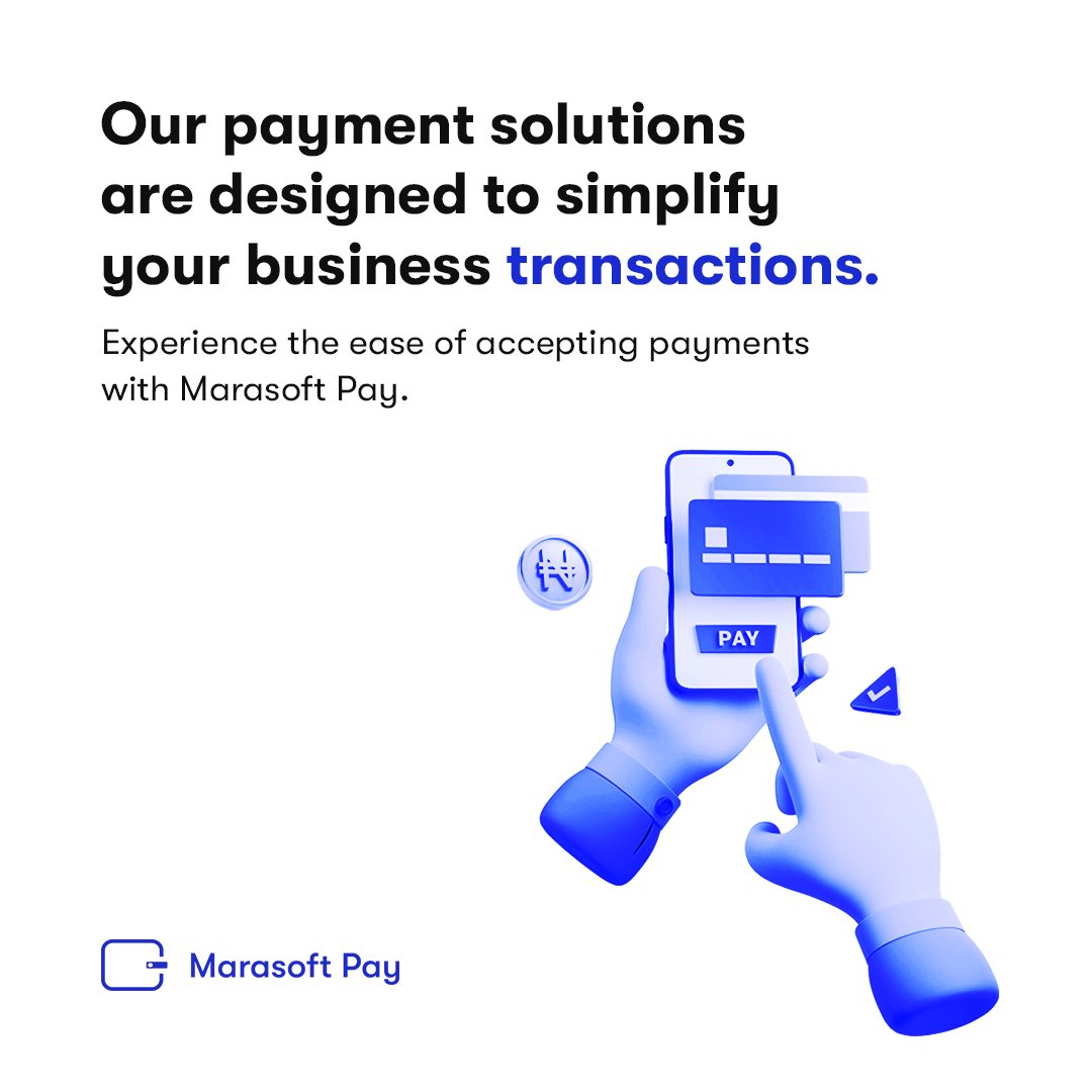 Unlock the power of seamless transactions with our revolutionary payment solutions. Simplify your business and soar towards success! 

#PaymentSolutions #BusinessBoost #MarasoftPay #AsEasyAsAWallet 
#Fintech #PaymentSolutions #EasySettlements #Collections #PaymentLinks