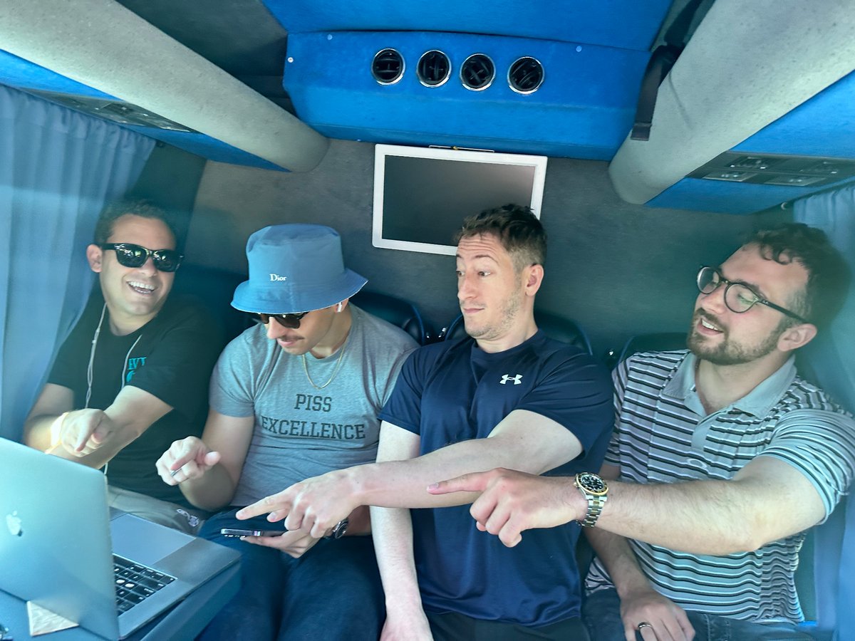 How many stock scammers can you fit in the back of a van!? 🤑

I count 4 pointing to their next rug pull so they can raise $ to start a crypto exchange. 

Look at Sykes smiling ear to ear all the way to the bank! 💰💸

<a href="/TheShortBear/">THE SHORT BEAR</a>
<a href="/Jackaroo_Trades/">Jack Kellogg</a> 
<a href="/TheShortBear/">THE SHORT BEAR</a>
<a href="/TheOneLanceB/">Lance Breitstein 🇺🇸🌎</a>