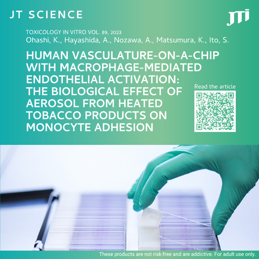 JTI_World's tweet photo. Our recent study, using the latest organ-on-a-chip technology, found that the use of heated tobacco products (HTP) may be associated with a lower risk of atherosclerosis compared to smoking. We will also present the study at #ISoNTech on June 22-24 in Warsaw, Poland. https://t.co/s8zoumFPmL