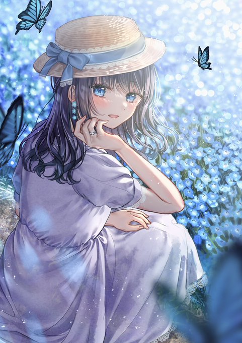 「blue eyes sun hat」 illustration images(Latest)｜4pages