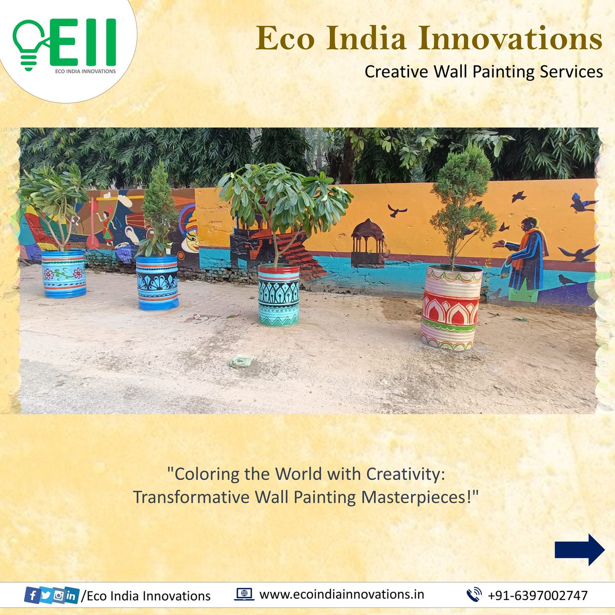 EII_Innovations's tweet photo. "Coloring the World with Creativity: Transformative Wall Painting Masterpieces!"
Creative Wall Painting Services
#WallPainting #CreativeDesigning #CreativePainting #History #IndianCulture #EcoIndiaInnovations
#Information #Education #Communications #CreativeAgency #kabadsejugad https://t.co/GtJn7DOJVv
