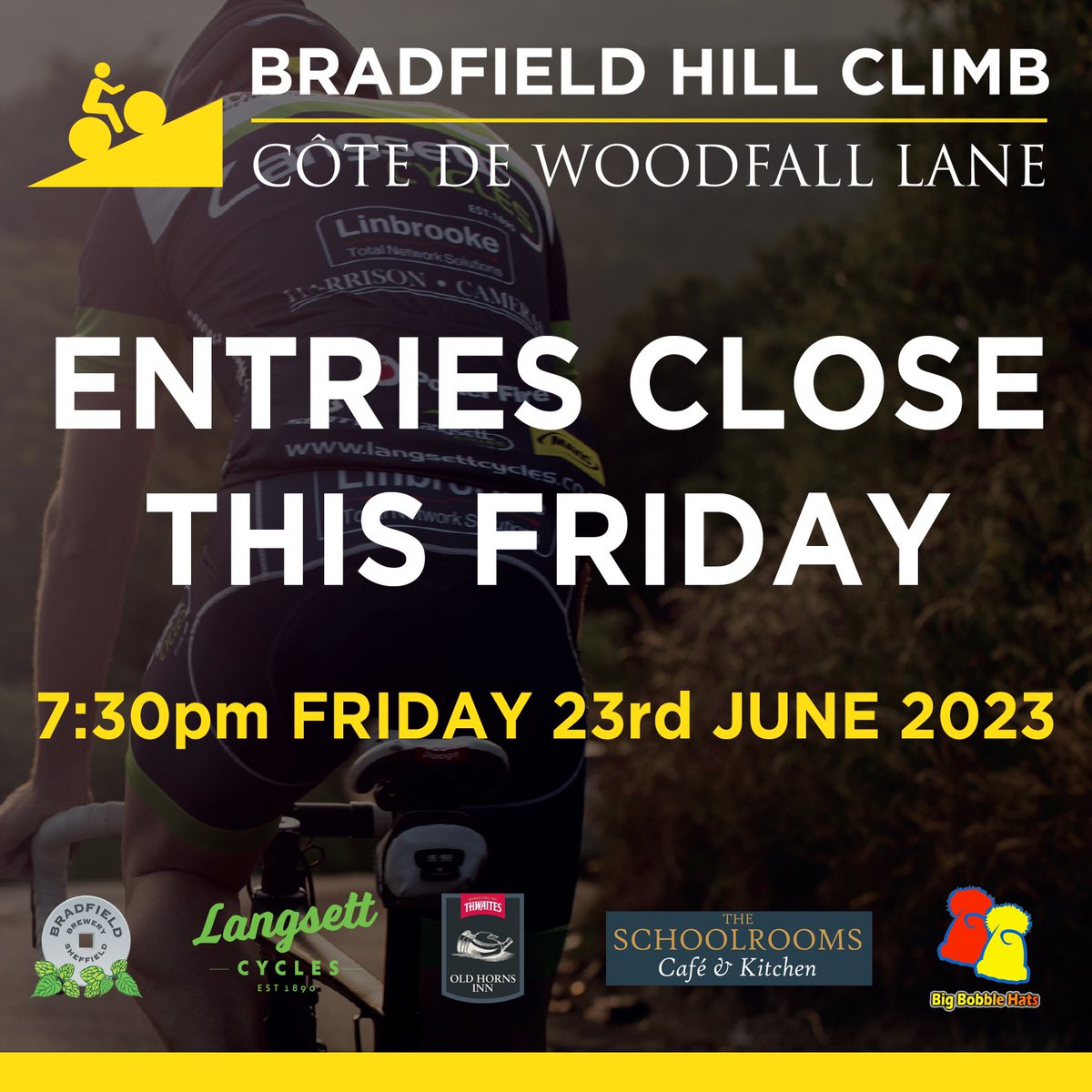 Entries close on Friday for the Bradfield Hill Climb. We already have a great entry list, so don’t miss out on a fantastic prize list and even better location for a summer hill climb. Link here to enter: sheffrec.cc/bradfield-hill…