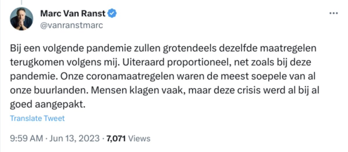 RecomendsFaults's tweet image. Beste @vanranstmarc, ik denk inderdaad dat de aanpak de juiste was. Maar ik zou een paar kleine veranderingen willen voorstellen. 

Ik hoop dat je er in kunt vinden.

1. We plaatsen jou in quarantaine. In principe zo lang als de pandemie duurt. 

2. We zetten je een mondkapje op,…