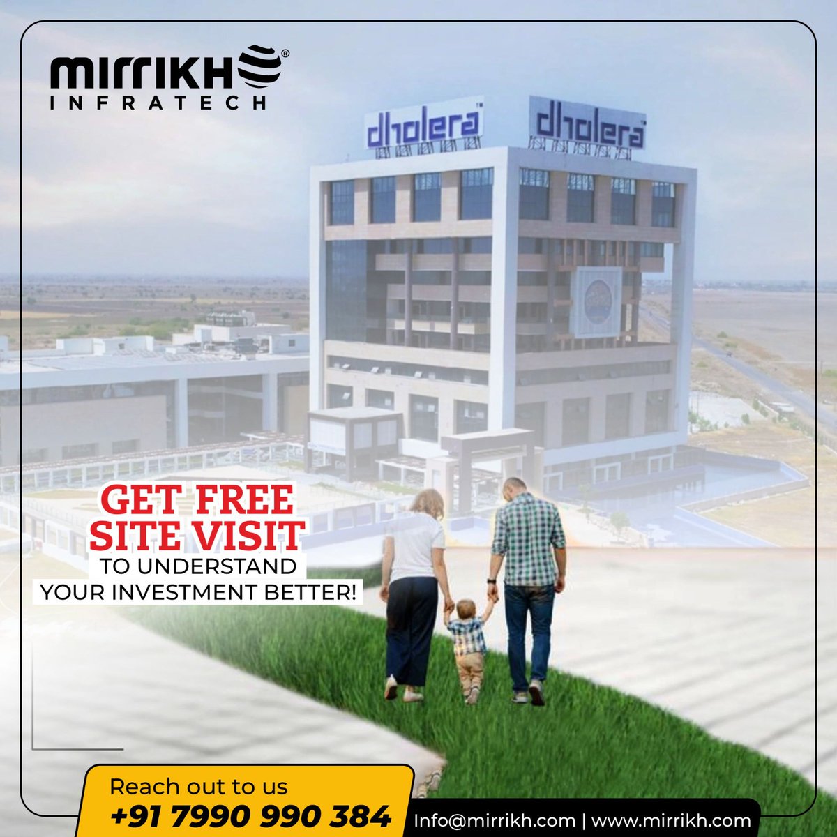 Before #investing in any asset, understand about it in details!

When it comes to #Land, you must visit personally to understand about the #Growth scenario of it. However, in #DholeraSmartCity, investing with #MirrikhInfratech has always provided #investors a Good Fortune!