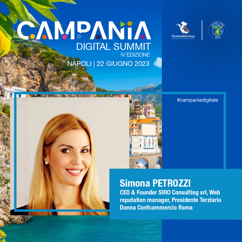 .<a href="/simona_petrozzi/">Simona Petrozzi</a>, CEO &amp; Founder Siro Consulting,  Vicepresidente nazionale Terziario Donna Confcommercio, interviene al Campania Digital Summit. Partecipa alla Sessione Plenaria di Apertura - 22 giugno, 09.30-11.30, Napoli.

Registrati: lnkd.in/dfchu7u5

#CampaniaDigitale