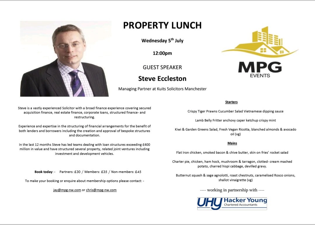 MPG_Manchester's tweet photo. We are pleased to announce our next MPG Event on 5th July with our special guest speaker steve eccleston

This months Champagne Sponsor is KJ Fire Safety Ltd 

#property 
#networking
#manchester 
#mpgevents
#development https://t.co/PBBdYQ8yPL