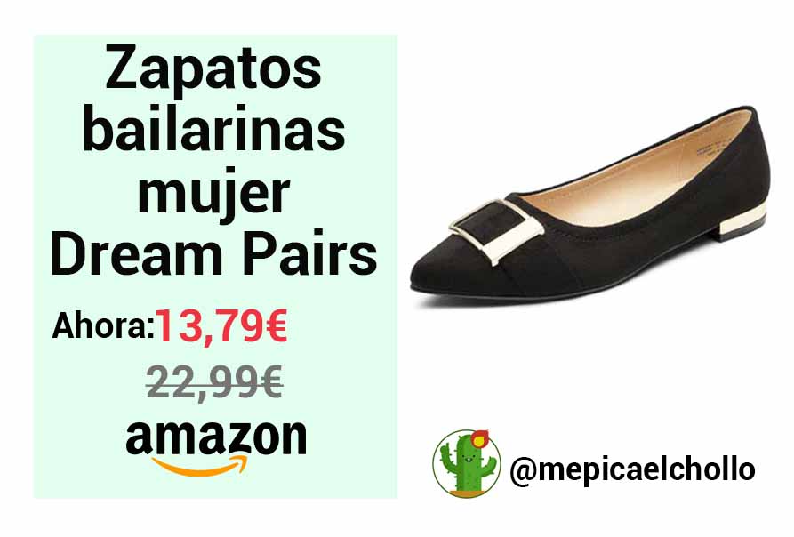 Zapatos bailarinas mujer Dream Pairs a 13,79€ en Amazon 
✅ Diseño elegante 
✅ Material y revestimiento sintético
✅ Material de la suela TPR
✅ Sin cordones
✅ Tipo de tacón plano
Link: mepicaelchollo.com/zapatos-bailar…