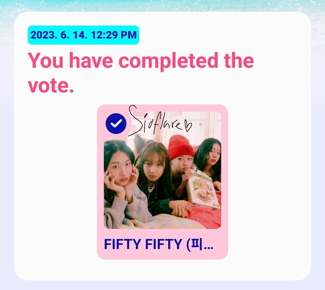 your daily reminder to vote for fifty fifty on road to max ! you can vote once per day per account <3