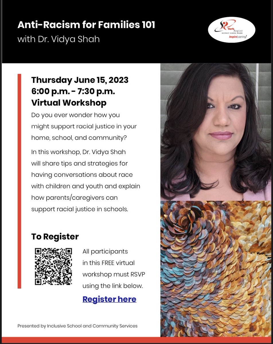 This VIRTUAL workshop for <a href="/YRDSB/">York Region DSB</a> parents and families will provide a foundational understanding of anti-racism in education. Register today to join the session on Thursday, June 15.