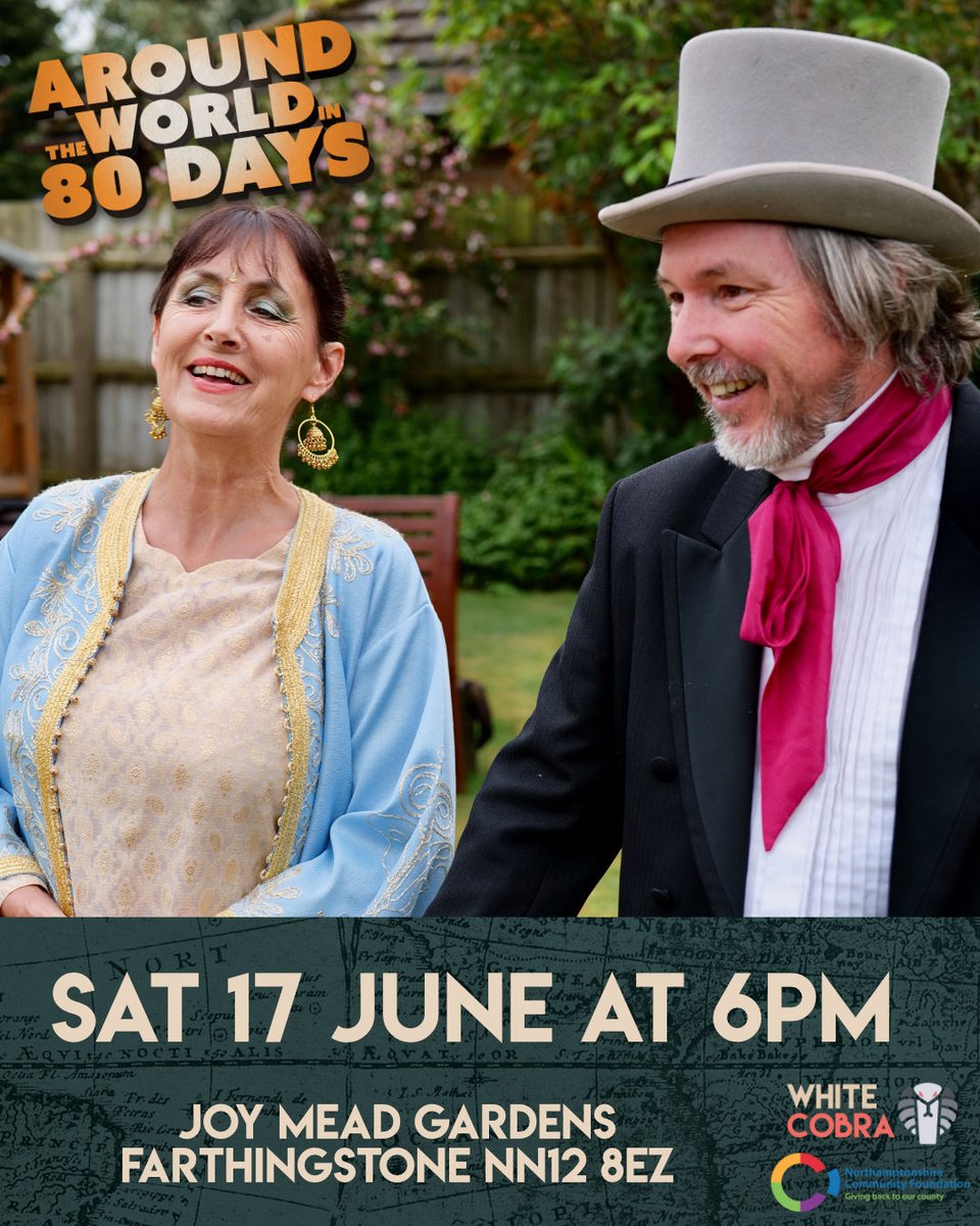 WhiteCobraHQ's tweet photo. The countdown is on...
π§ The first night of our summer tour is at Joy Mead Gardens, Farthingstone (between Towcester and Daventry) on Saturday evening.
ποΈ Tickets from our website.
#farthingstone #aroundtheworldin80days #openairtheatre #familyentertainment https://t.co/nd3L7MUECh