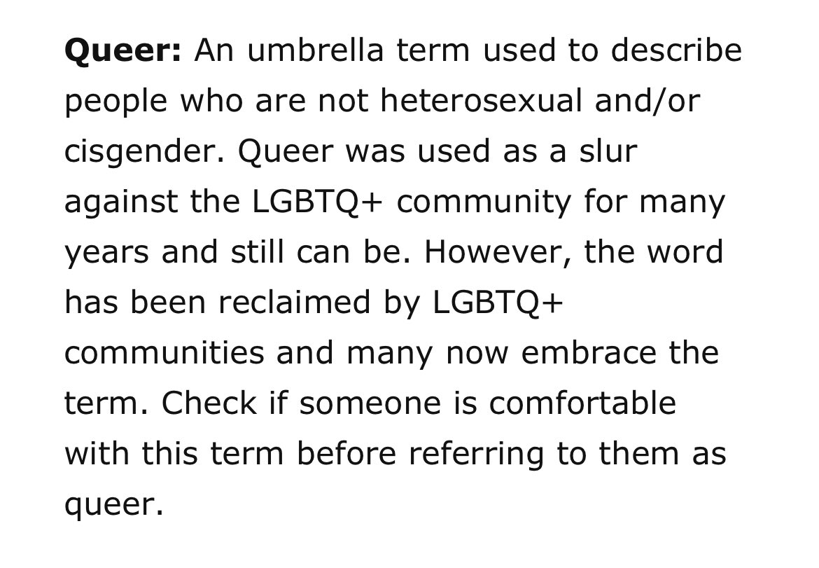 SbMorer's tweet photo. @WomensSocIre @MaiaDunphy I’m gay, am happy to refer to myself as queer, and find it a very useful ‘catch all’ term. So does most of the LGBTQ+ community. Stop trying to say we don’t. https://t.co/b46yXyD6qB