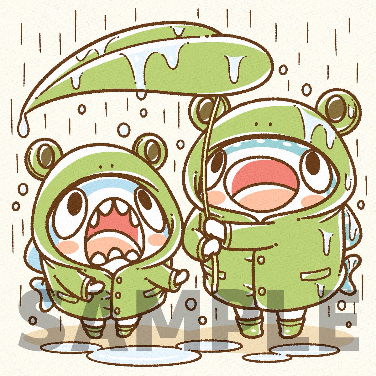 今月のFANBOXイラストプレゼント第二弾! 「カエルカッパを着て雨音を