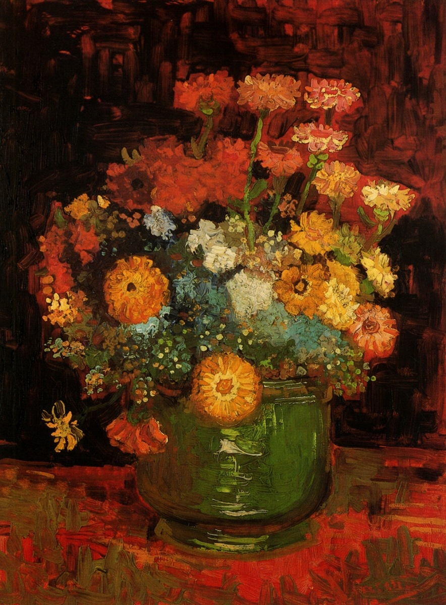 Vase with Zinnias, 1886 wikiart.org/en/vincent-van…