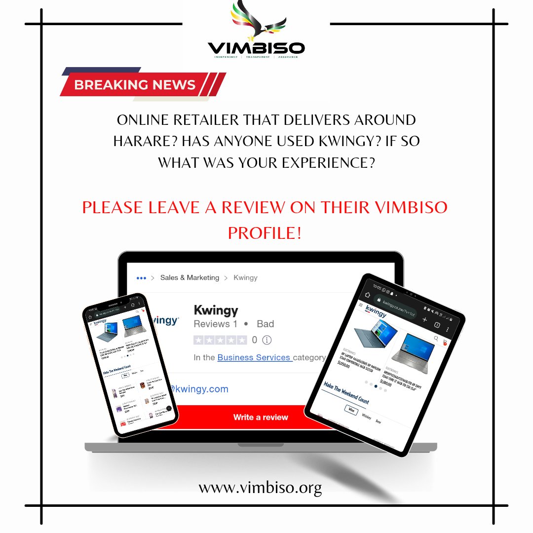 Online retailer that delivers around Harare? Has anyone used <a href="/ShopKwingy/">Kwingy</a>? If So what was your experience?

Please leave a review on their Vimbiso profile.vimbiso.org/profile/Kwingy