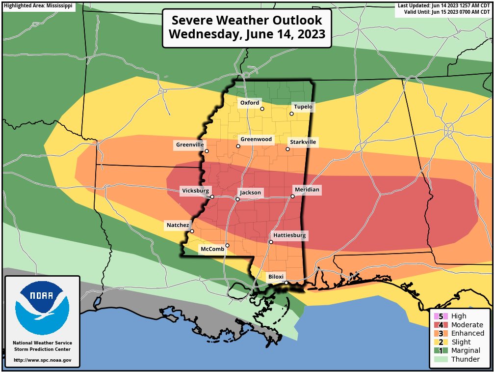 chaser_jensen's tweet photo. 🚨🚨FIRST ALERT WEATHER DAY🚨🚨 we are under a level 4 MODERATE RISK for severe weather for today.. Main concerns are DAMAGING WIND GUSTS UP TO 80mph, LARGE HAIL UP TO TENNIS BALLS IN SIZE, and TORNADOES POSSIBLE!! https://t.co/FHcfN64tIN