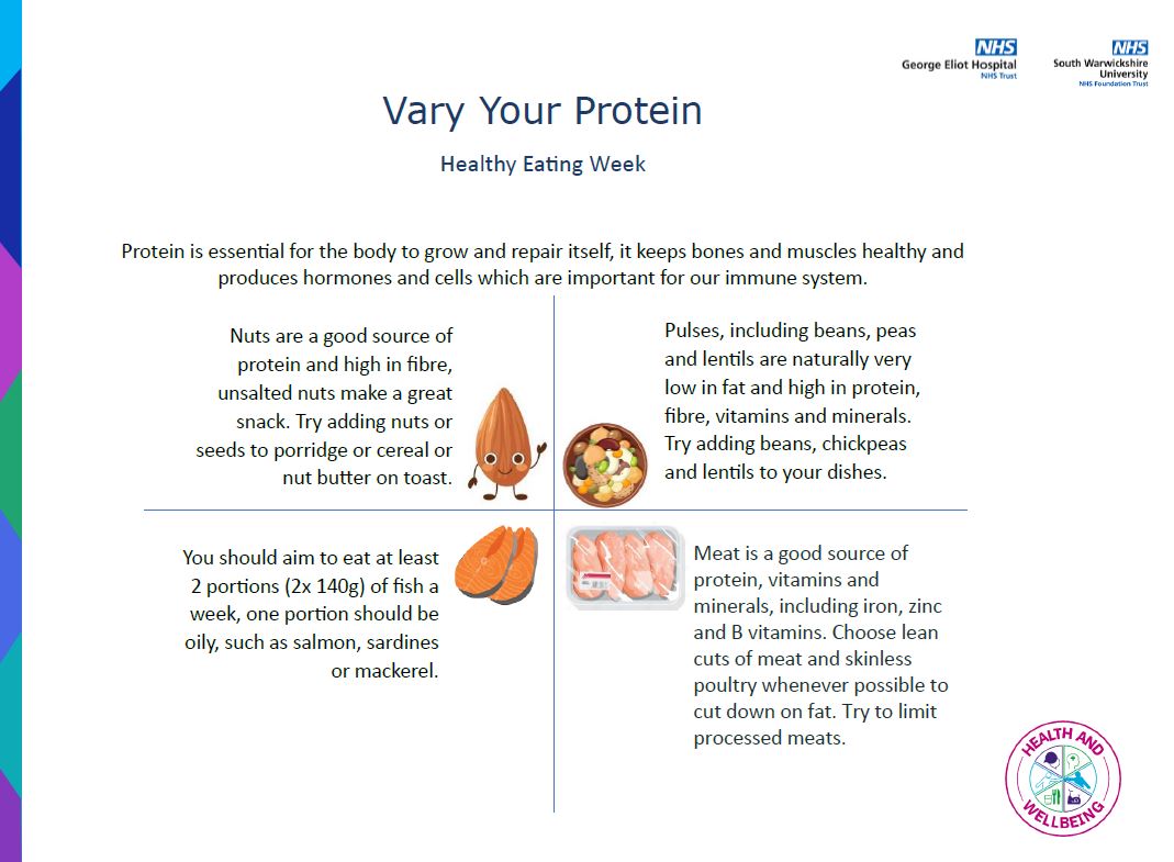#HealthyEatingWeek

Vary Your Protein
To access healthy eating recipes, go to nutrition.org.uk