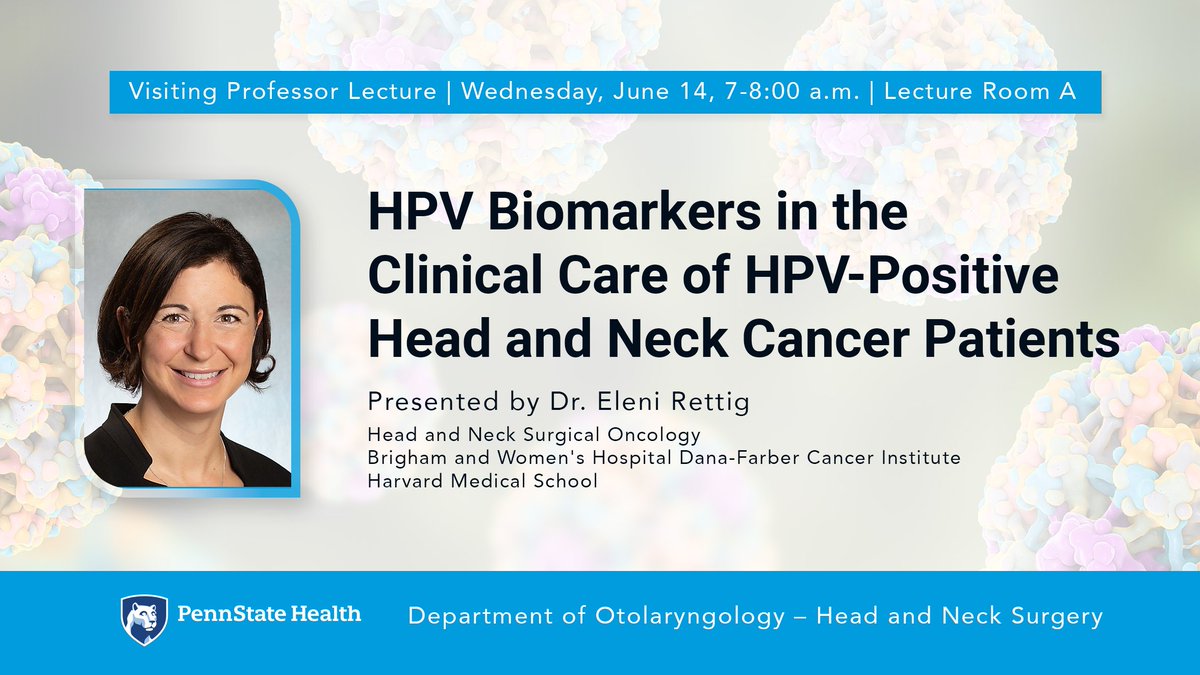 Dr. Eleni Rettig joins us this morning to present her Visiting Professor Lecture, 'HPV Biomarkers in the Clinical Care of HPV-Positive Head and Neck Cancer Patients.' #HPV #HNCancer #MedEd